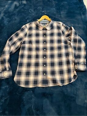 Tommy Hilfiger Navy and Cream Plaid Button-Down Shirt